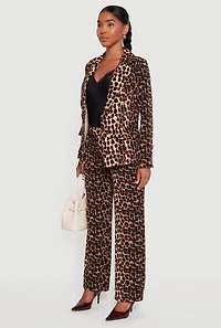 Womens Button Detail Long Sleeve Blazer, Brown, Size M