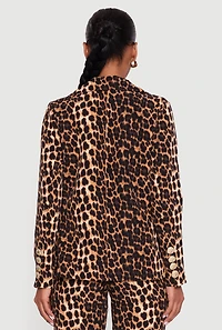 Womens Button Detail Long Sleeve Blazer, Brown, Size M