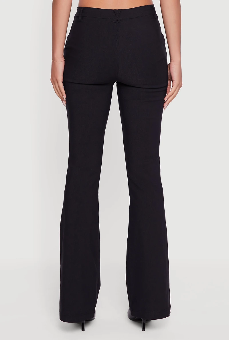 Womens Hyper Stretch Zipper Detail Utility Flare Pants,