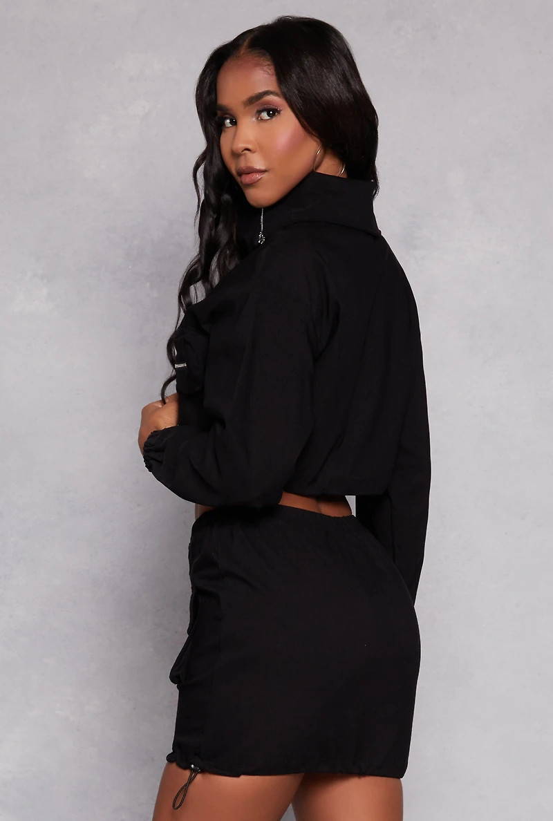 Asymmetrical Zip Front Cropped Jacket