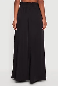 Womens Paper Bag Waist Wide Leg Pants,