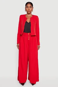 Womens Paper Bag Waist Wide Leg Pants, , Size L
