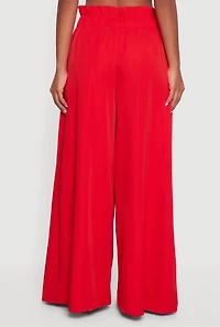 Womens Paper Bag Waist Wide Leg Pants, , Size L