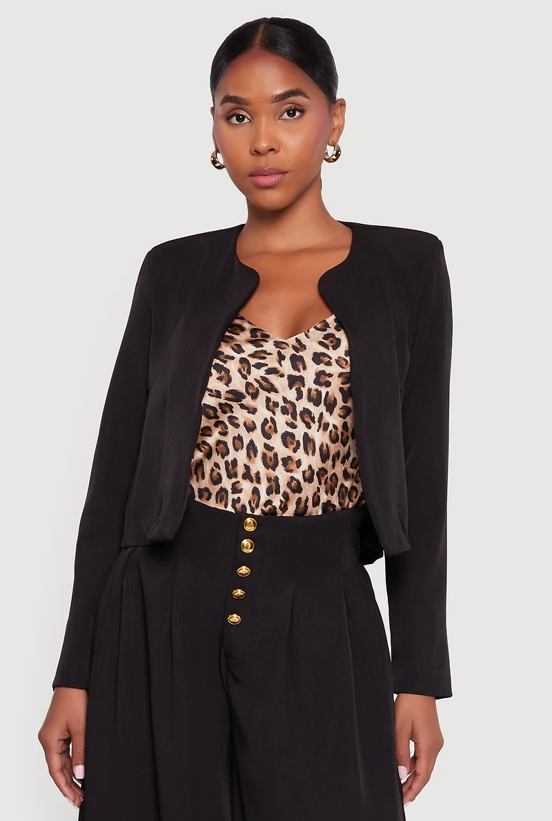 Womens Padded Shoulder Blazer, Black,