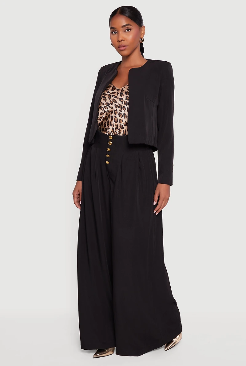 Womens Padded Shoulder Blazer, Black,