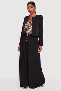 Womens Padded Shoulder Blazer, Black,