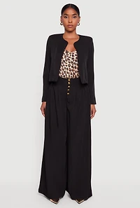 Womens Padded Shoulder Blazer, Black,