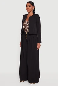 Womens Padded Shoulder Blazer, Black,