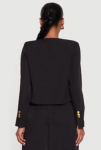 Womens Padded Shoulder Blazer, Black,