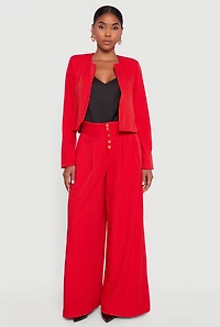 Womens Padded Shoulder Blazer, Red, Size XL