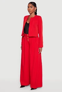 Womens Padded Shoulder Blazer, Red, Size L