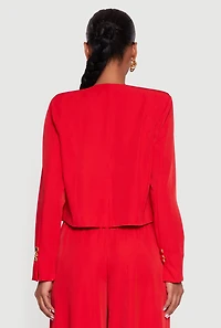 Womens Padded Shoulder Blazer, Red, Size XL