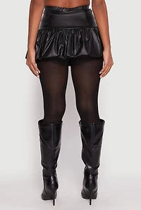 Faux Leather Bubble Mini Skort