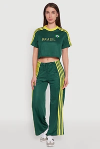 Womens Graphic Cropped Soccer Jersey, Green, Size S