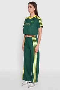 Womens Graphic Cropped Soccer Jersey, Green, Size S
