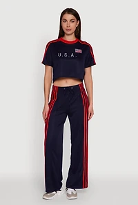 Womens Graphic Cropped Soccer Jersey, Blue, Size L
