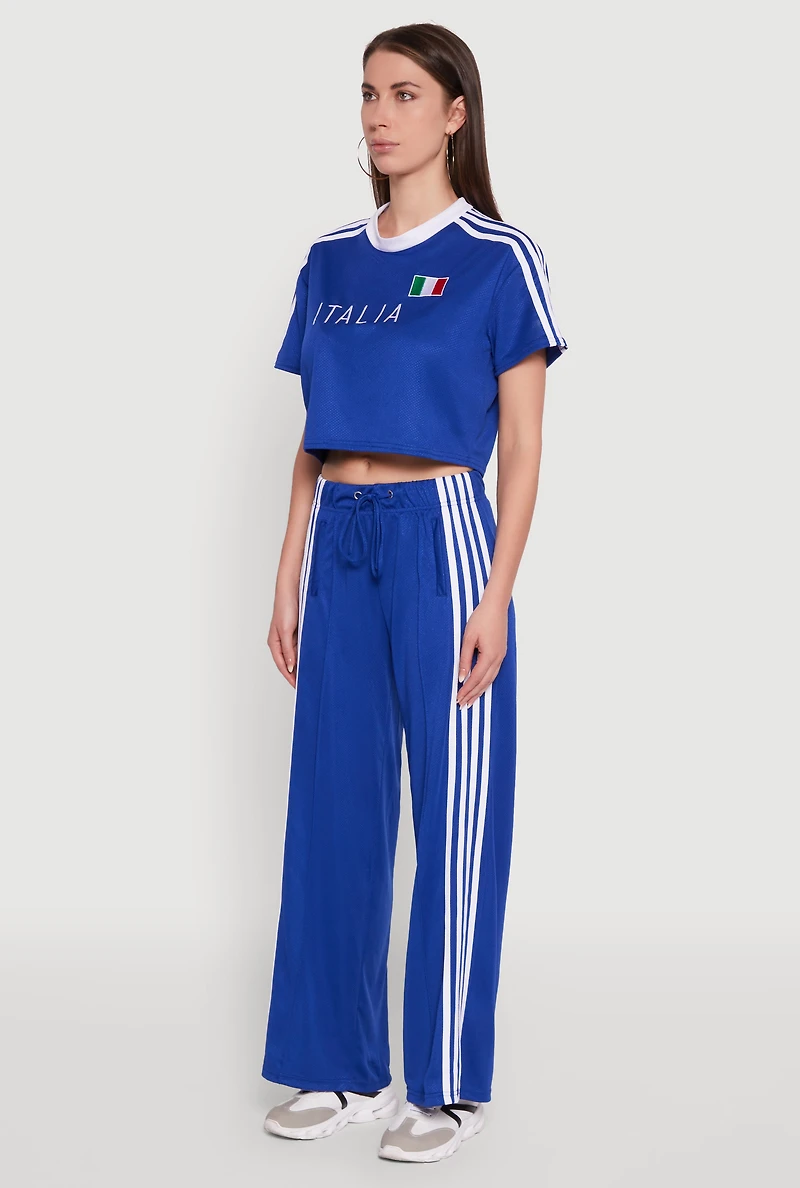 Womens Graphic Cropped Soccer Jersey, Blue,