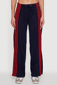 Womens Side Striped High Waisted Wide Leg Active Pants,