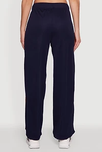 Womens Side Striped High Waisted Wide Leg Active Pants,