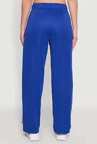 Womens Side Striped High Waisted Wide Leg Active Pants, Blue,