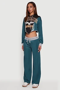 Fearless Graphic Color Blocked Cropped Hoodie