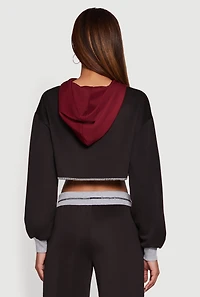 Fearless Graphic Color Blocked Cropped Hoodie