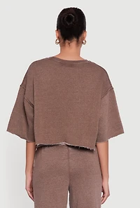 Acid Wash Short Sleeve Cropped Sweatshirt