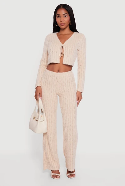 Eyelash Knit Pull On Straight Leg Pants