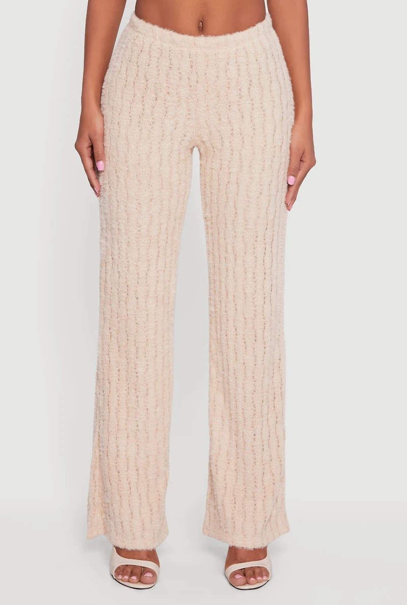 Eyelash Knit Pull On Straight Leg Pants