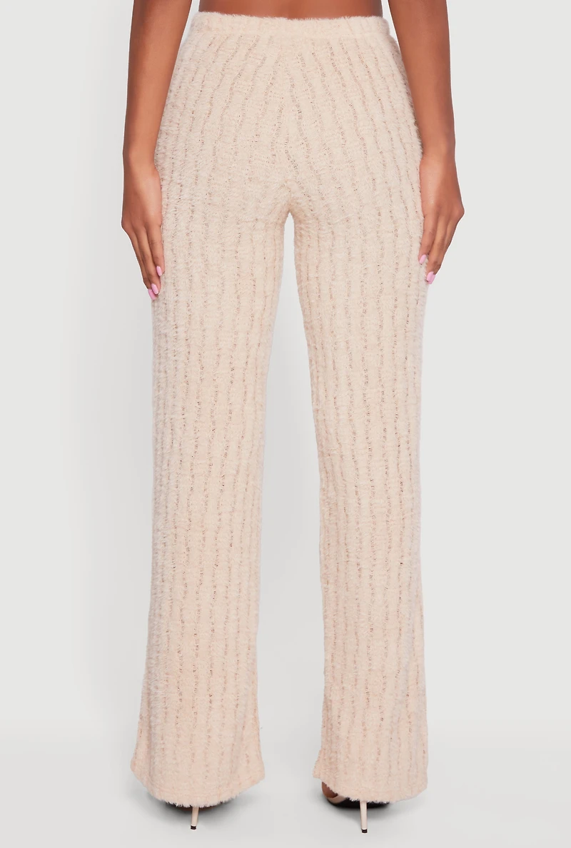 Womens Eyelash Knit Pull On Straight Leg Pants,