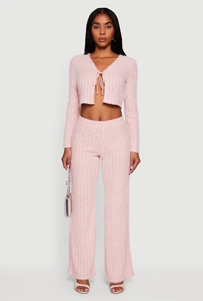 Eyelash Knit Pull On Straight Leg Pants