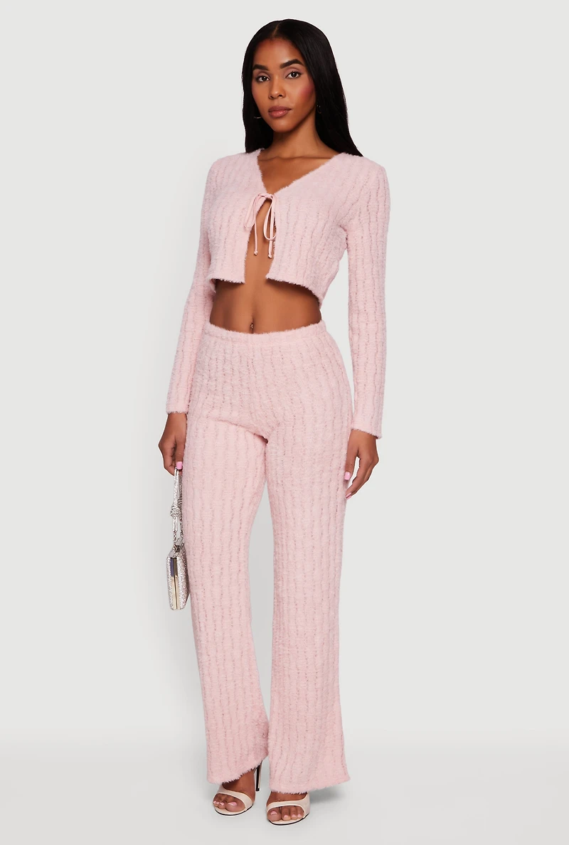 Eyelash Knit Pull On Straight Leg Pants