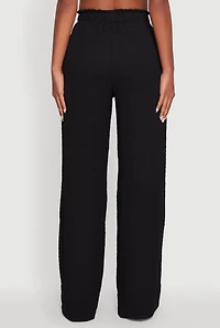 Womens Textured Knit High Waisted Palazzo Pants,