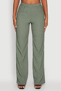 Womens Seersucker Pull On Straight Leg Pants,