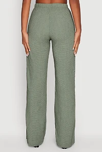 Womens Seersucker Pull On Straight Leg Pants,