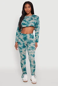 Womens Long Sleeve Tie Dye Cropped Sweatshirt, Multi,