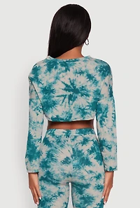 Womens Long Sleeve Tie Dye Cropped Sweatshirt, Multi,