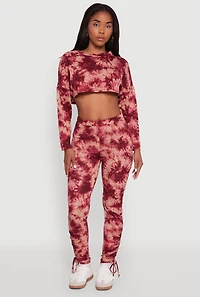 Womens Long Sleeve Tie Dye Cropped Sweatshirt, Multi,