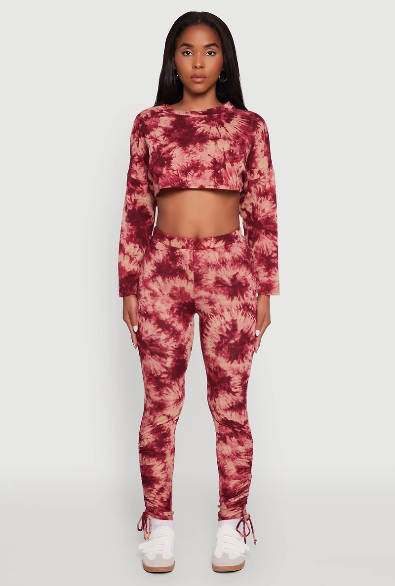 Womens Long Sleeve Tie Dye Cropped Sweatshirt,
