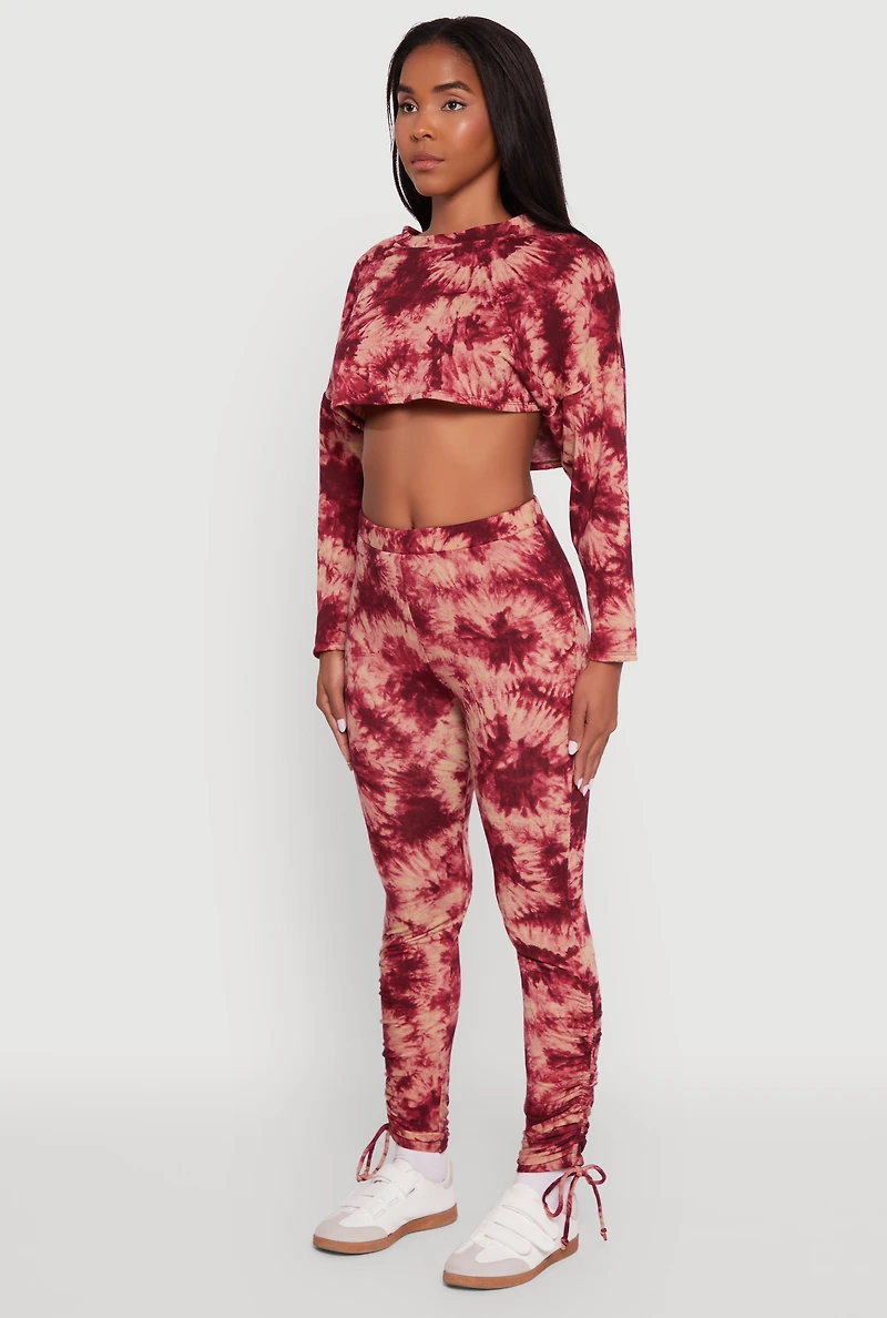 Womens Long Sleeve Tie Dye Cropped Sweatshirt,
