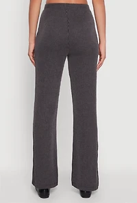 Womens Shadow Stripe Rib Knit Pull On Flare Pants,