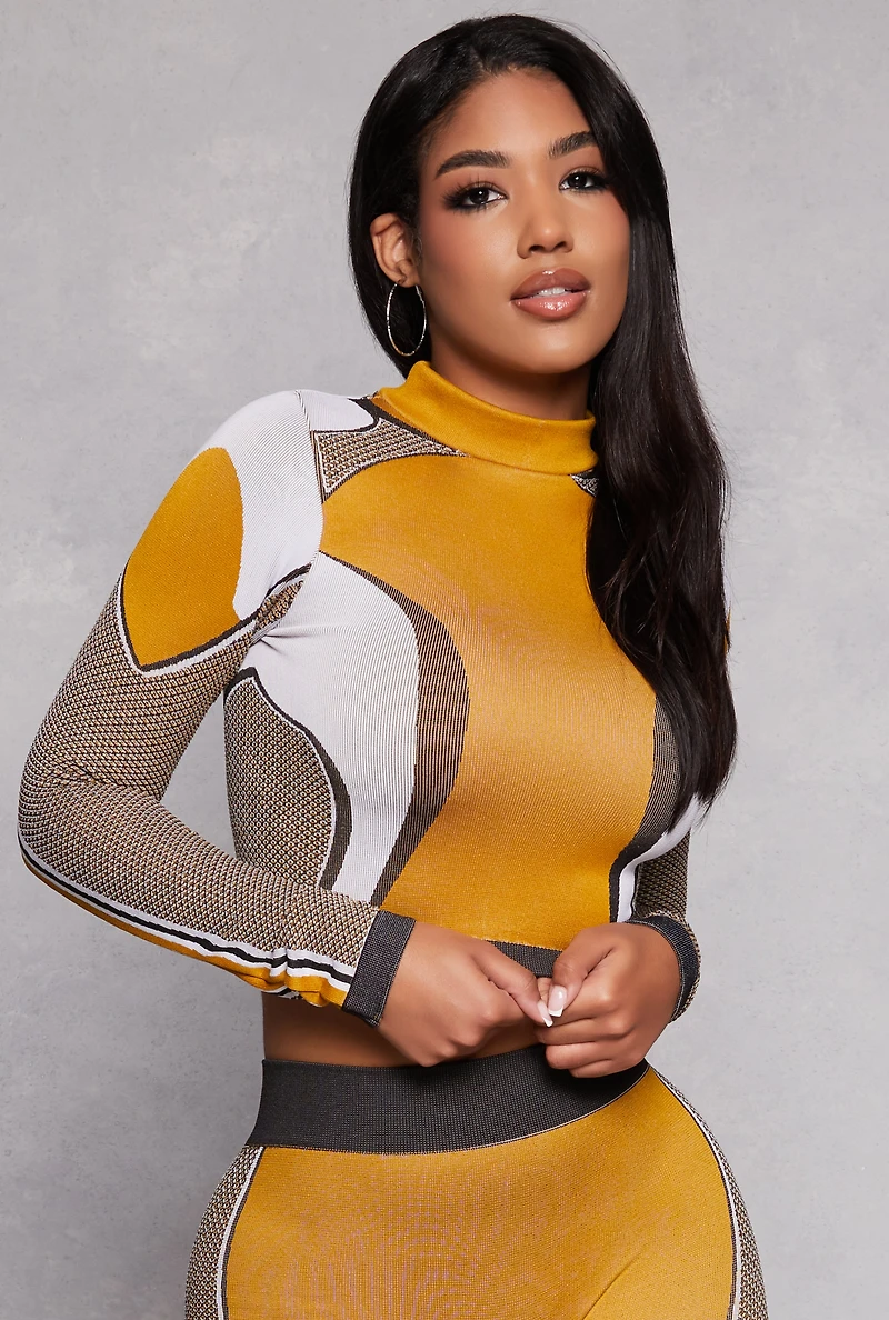 Color Block Seamless Compression Rib Active Top