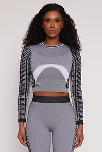 Seamless Greek Key Active Crop Top