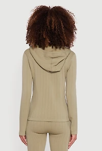 Textured Knit Zip Front Hoodie