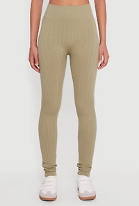 Textured Knit Seamless High Waisted Leggings