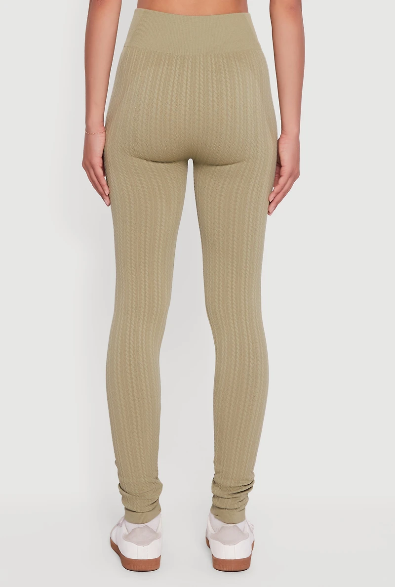 Textured Knit Seamless High Waisted Leggings