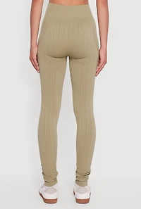 Textured Knit Seamless High Waisted Leggings