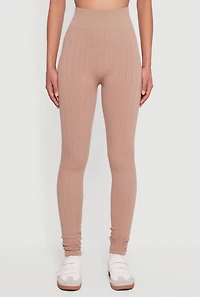 Womens Textured Knit Seamless High Waisted Leggings, S-M