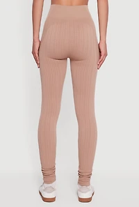 Womens Textured Knit Seamless High Waisted Leggings, S-M