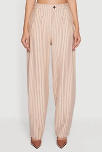 High Waisted Pinstripe Wide Leg Dress Pants